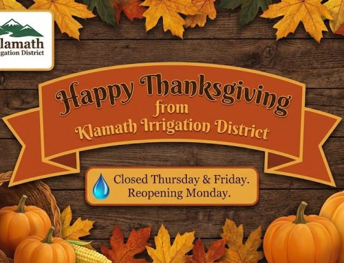 Klamath Irrigation District Thanksgiving Closure Notice